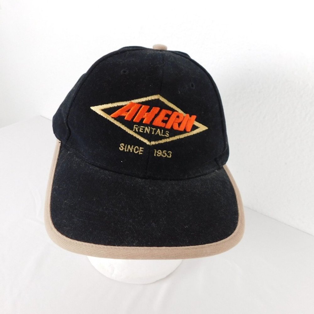 Ahern Rentals Mens Twill Baseball Cap Adjustable Black Embroidered NISSUN Hat